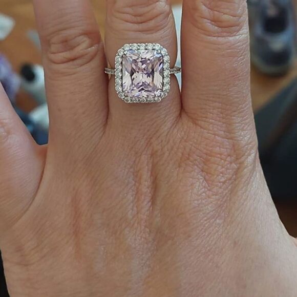 NEW 5 ct Pink Topaz Diamond Halo Engagement Ring - Picture 5 of 5